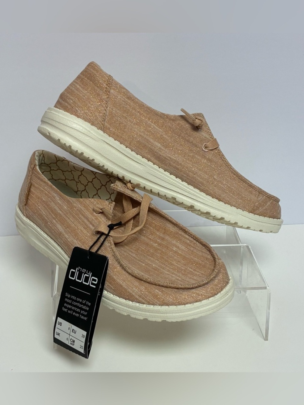Hey Dude WENDY Sparkling Rose Gold US Women's Shoes Slip On Size 8 EU 39